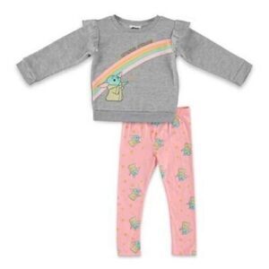 Disney Star Wars Baby Yoda Girls Long Sleeve Sweatshirt 2 Piece Set‎ - Size 2T